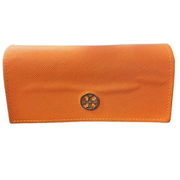 TORY BURCH  Sun/Eye Glasses Case Nordstrom Orange and Golden Logo Designer‎ - Picture 1 of 7